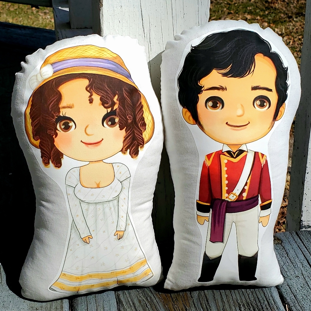 Pride And Prejudice Lydia and Wickham Pillow Pal Set. New.